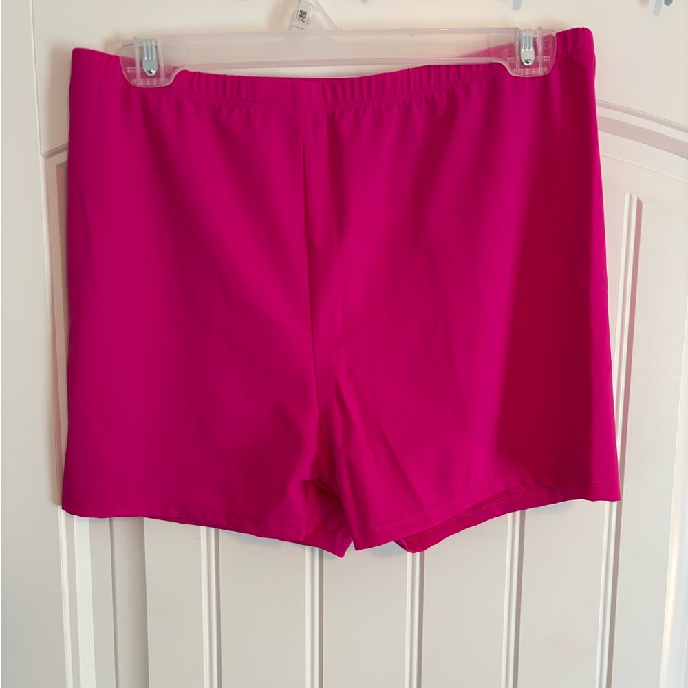 Kim Gravel Hot Pink Multicolored Scoop Neck Tankini Set with Bike Shorts - Sz 14 - Picture 9 of 10